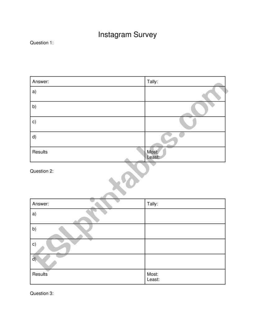 Instagram survey speaking activity