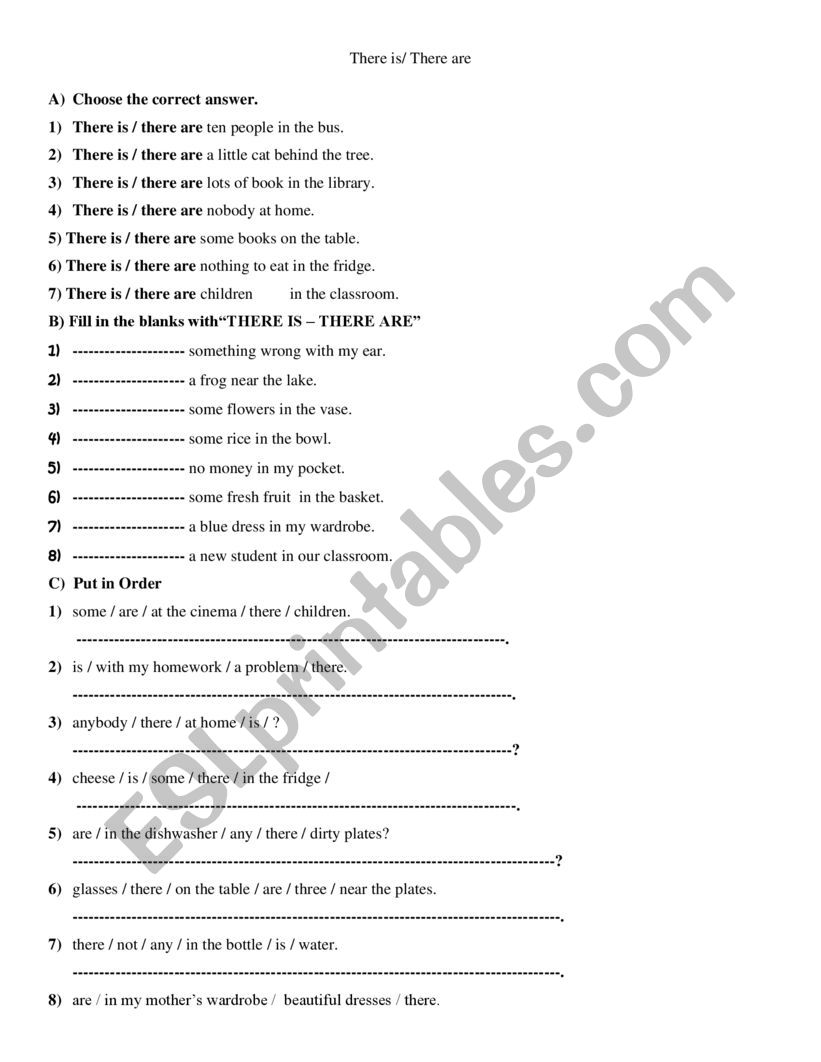 there is/ There are worksheet