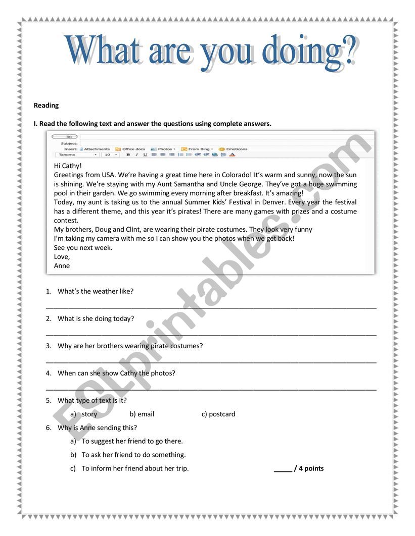 What are you doing? worksheet