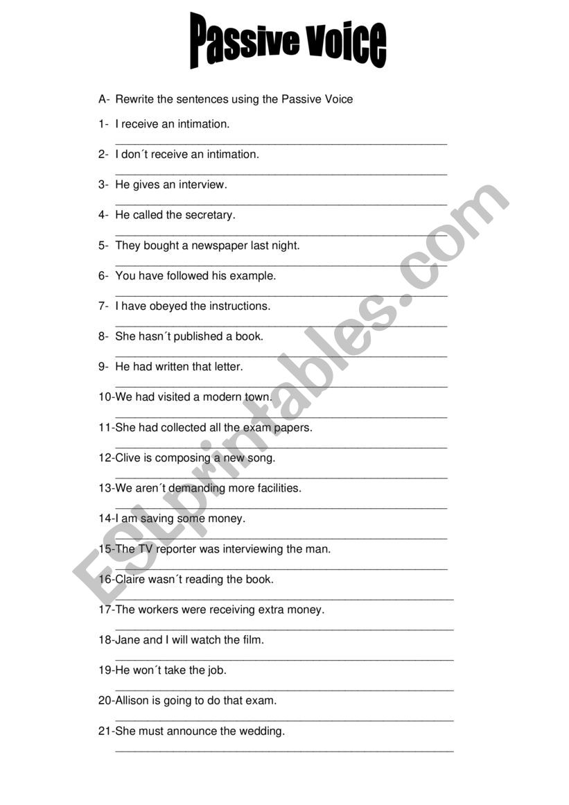 Passive voice worksheet