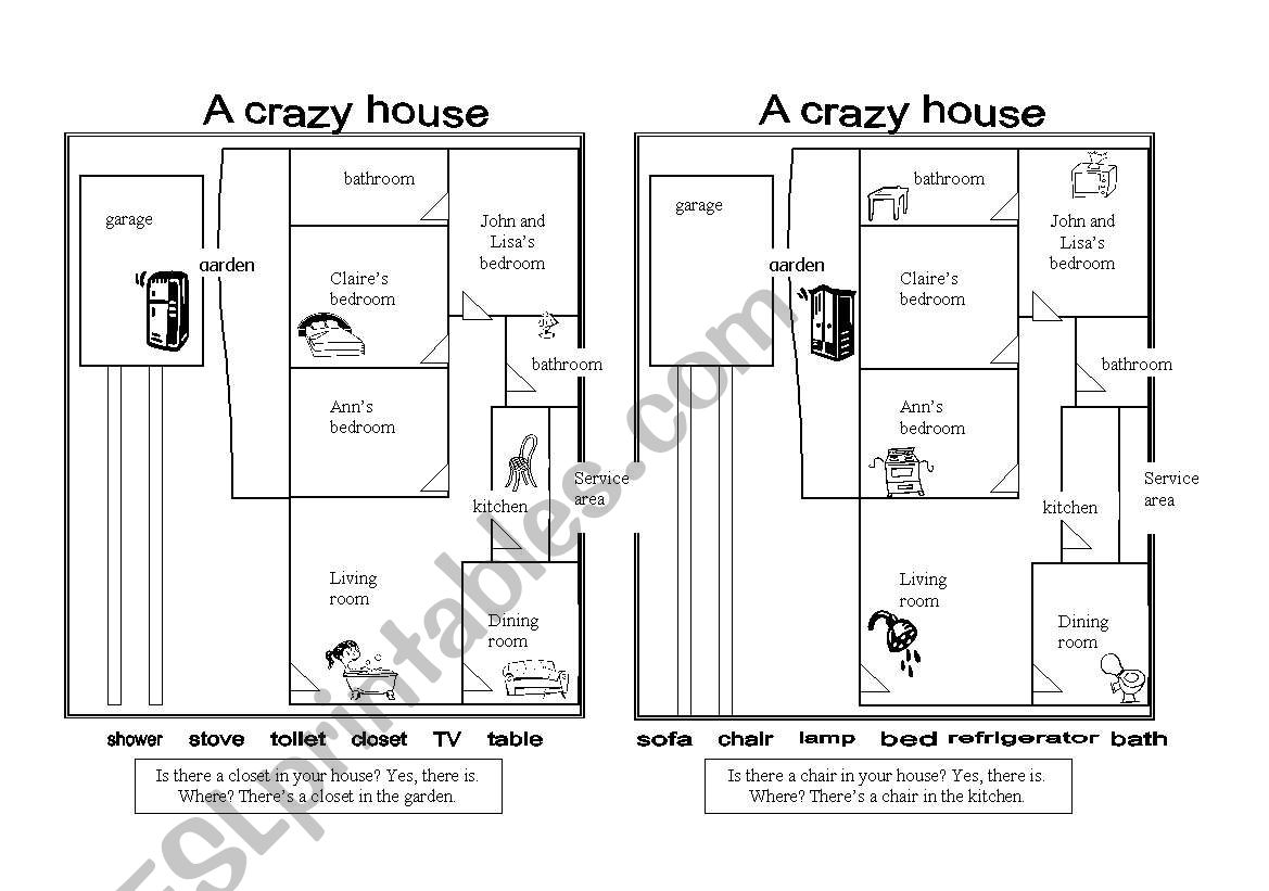 A crazy house worksheet