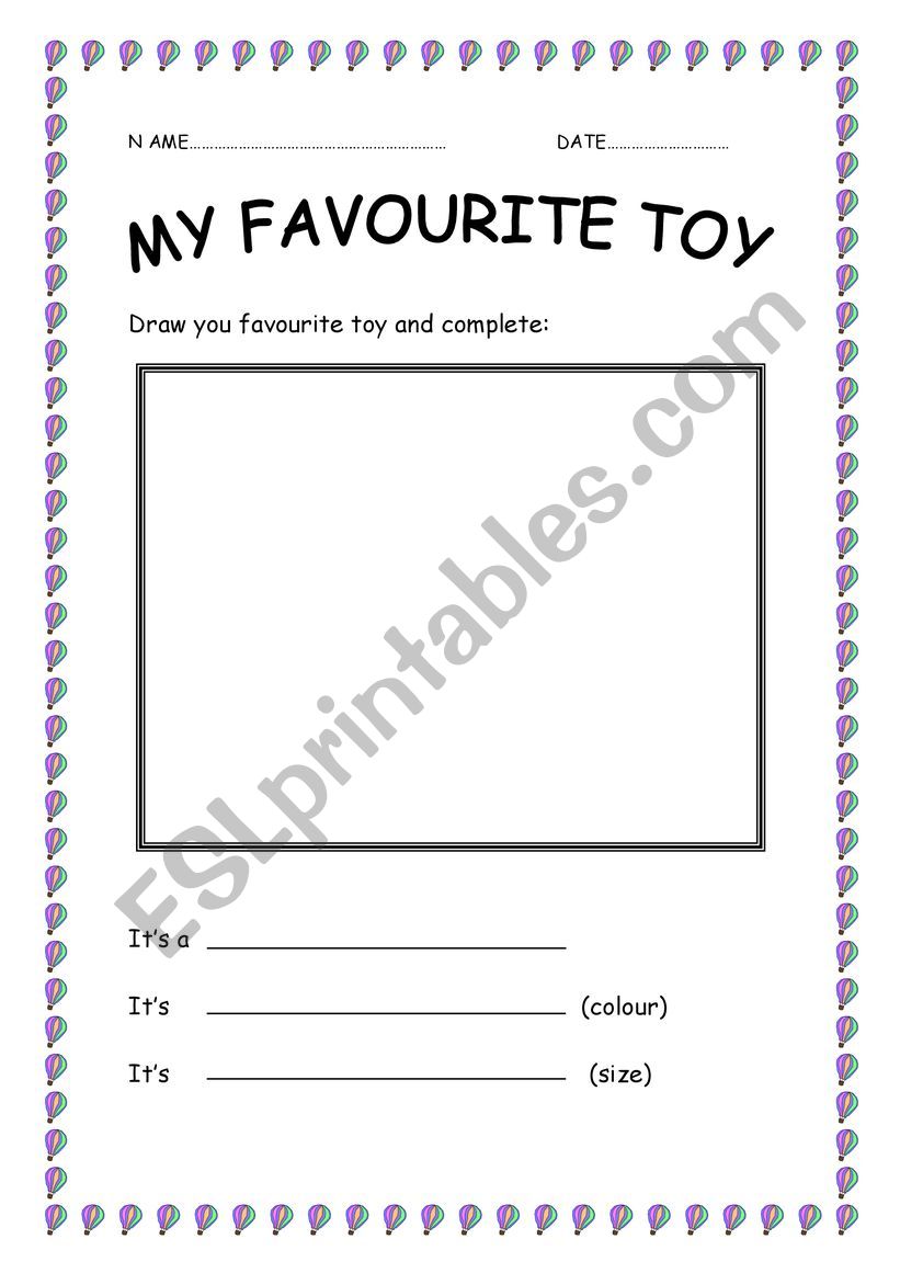 My favourite toy worksheet