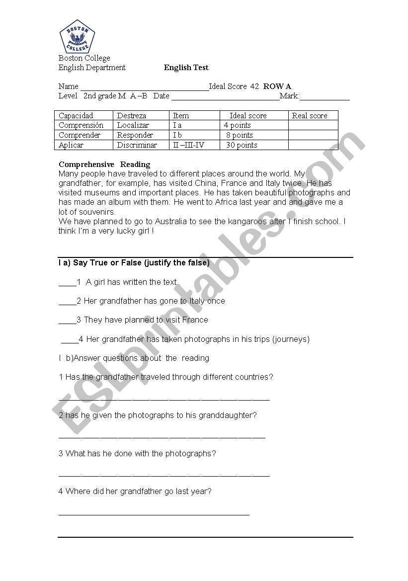  A Grammar test :past simple vs present perfect