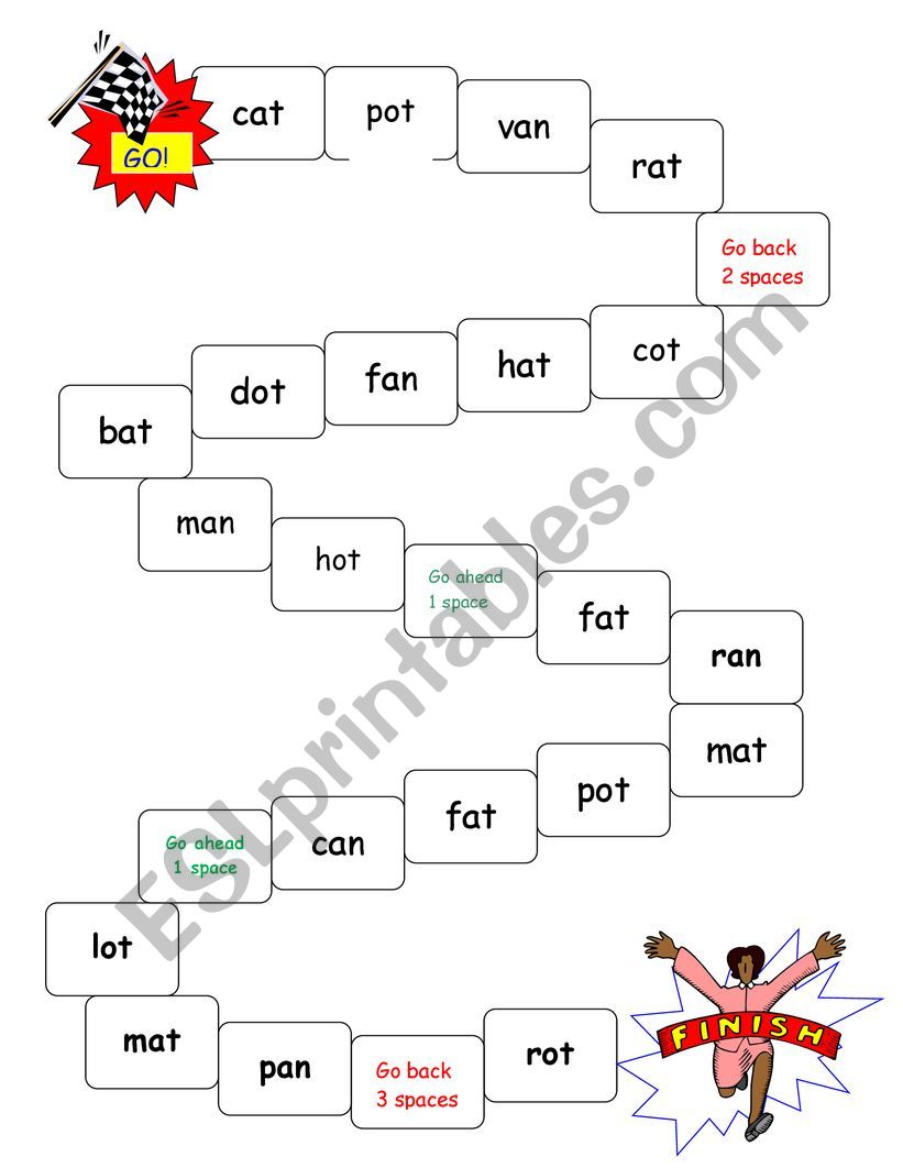 Game Board  CVC words worksheet