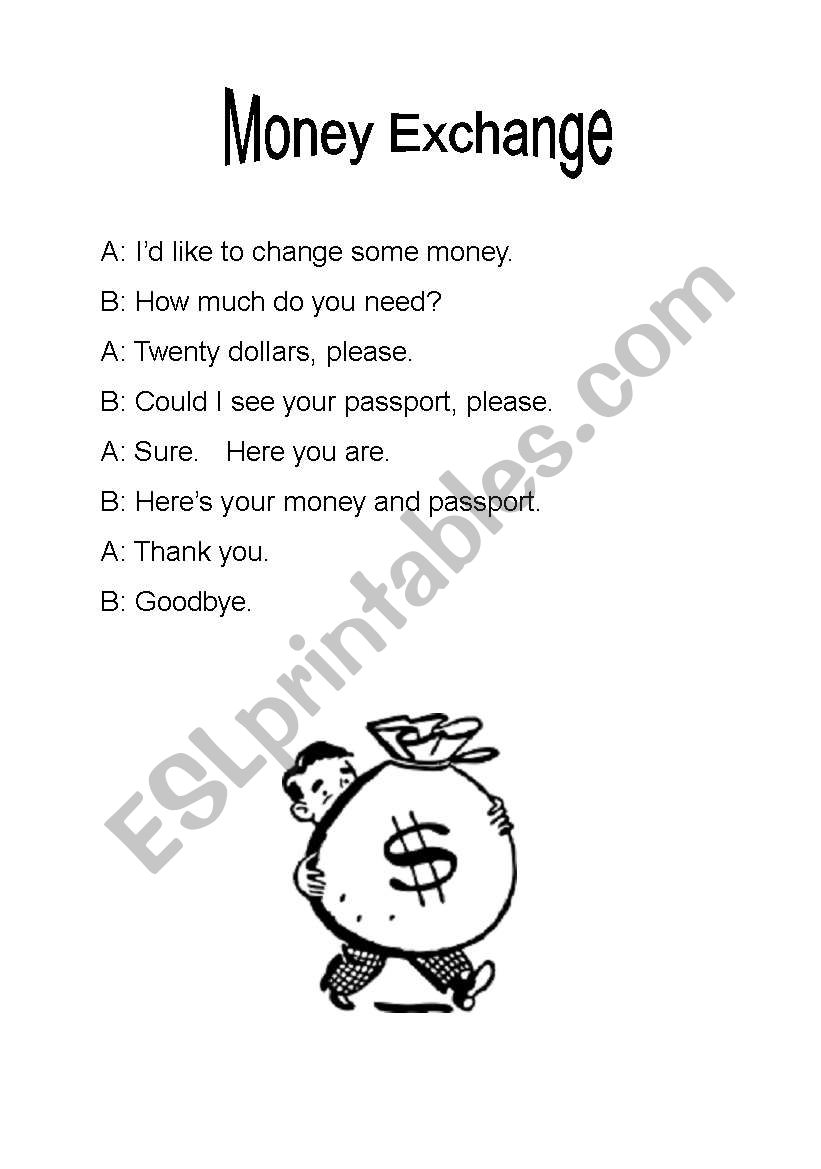 Money Exchange Dialogue worksheet