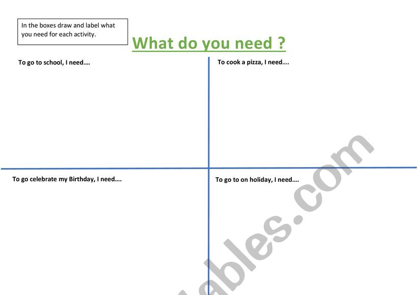 What do you need? worksheet
