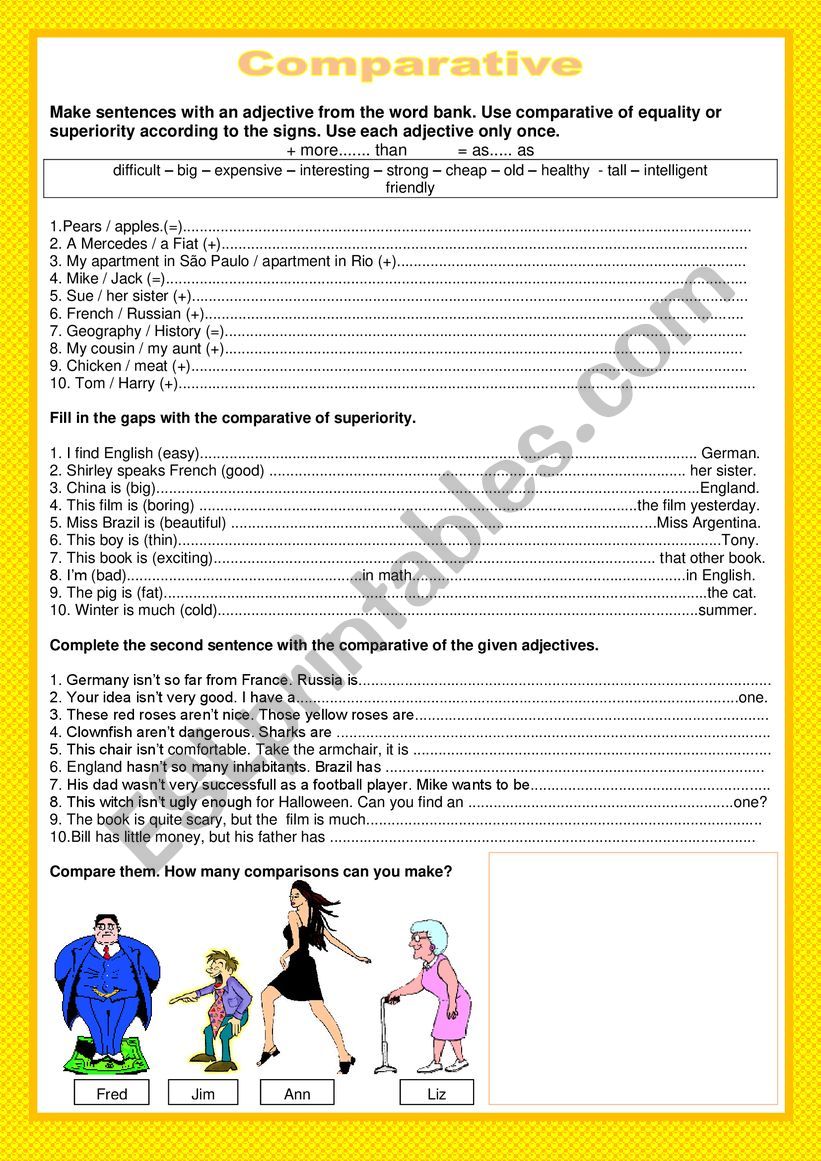 Comparative worksheet