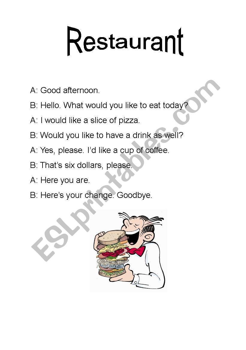 Restaurant Dialogue worksheet