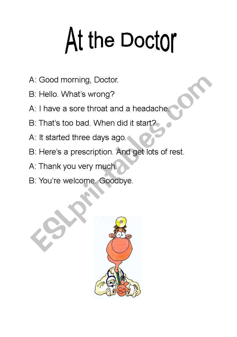 At the Doctor Dialogue worksheet