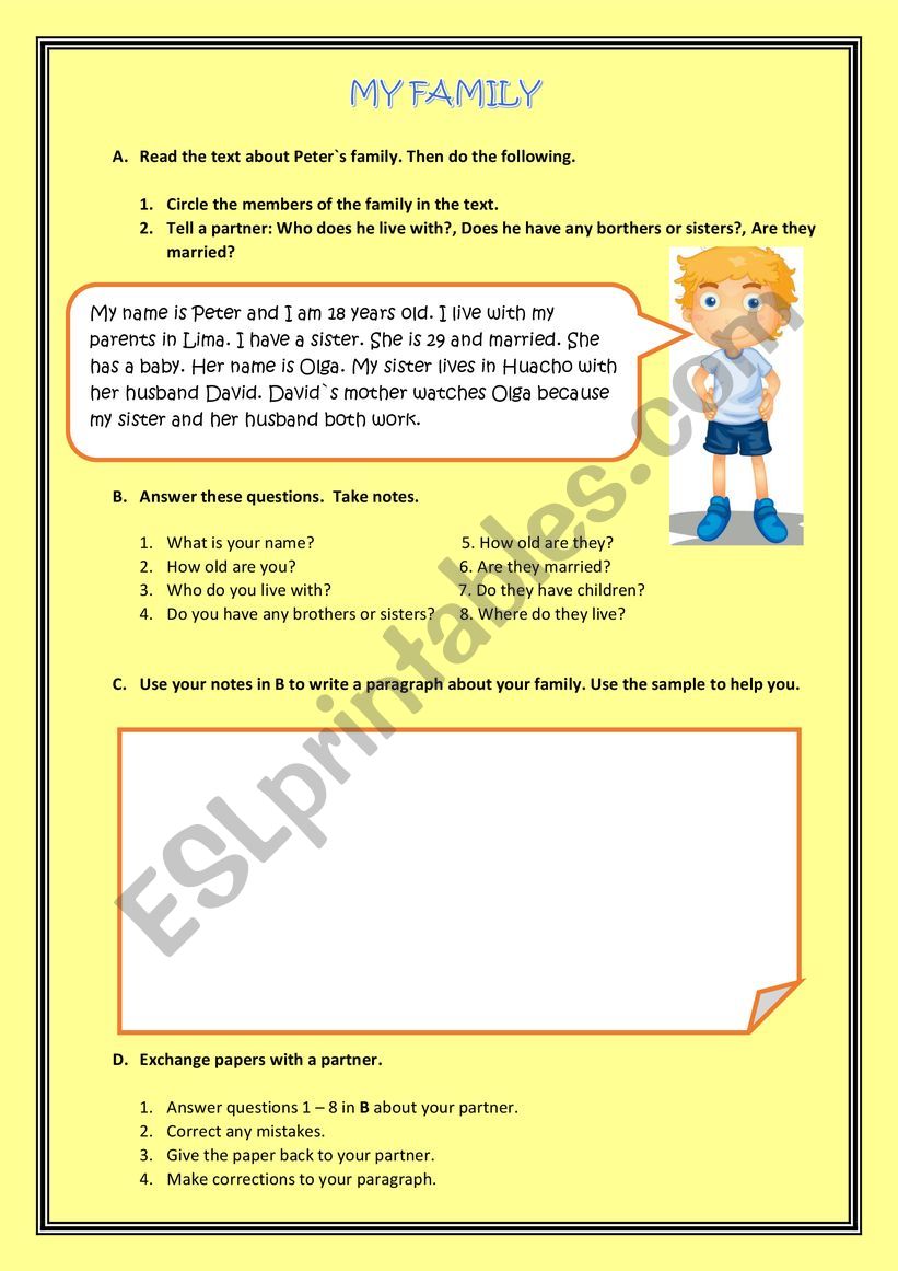 MY FAMILY worksheet