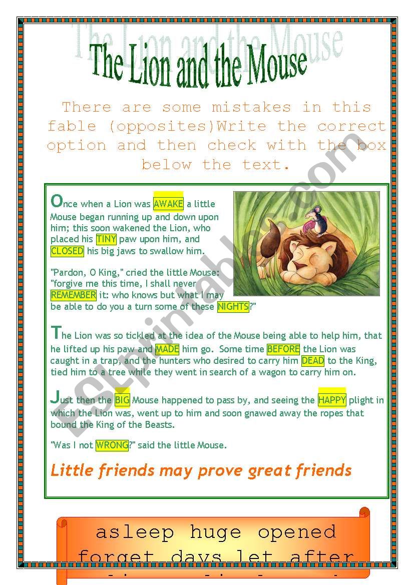 The lion and the mouse - story and lots of activities!