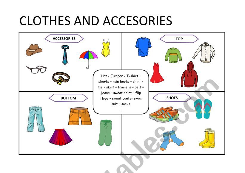clothes and accessories worksheet