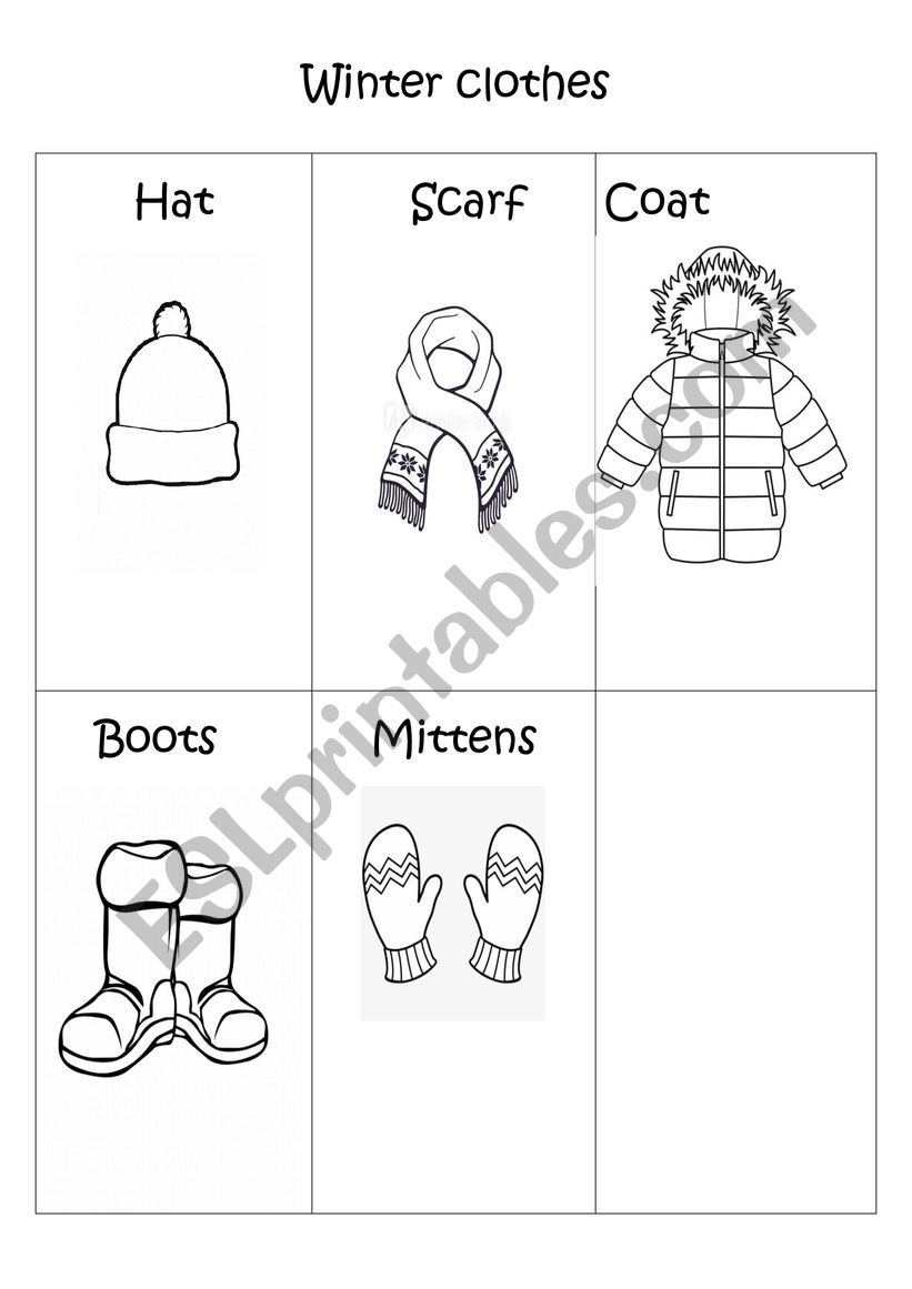 Winter clothes worksheet