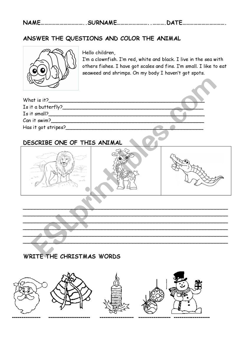 Wild Animals worksheet