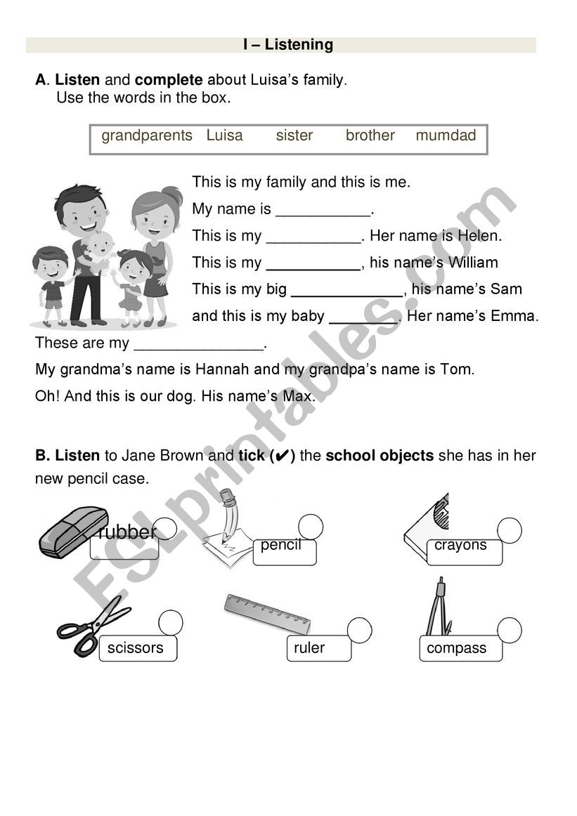 Family worksheet Family worksheet
