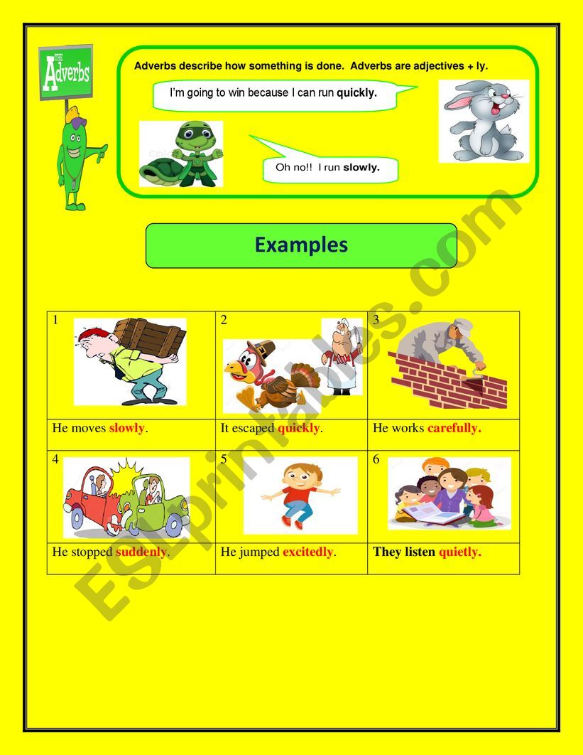 Adverbs with examples worksheet