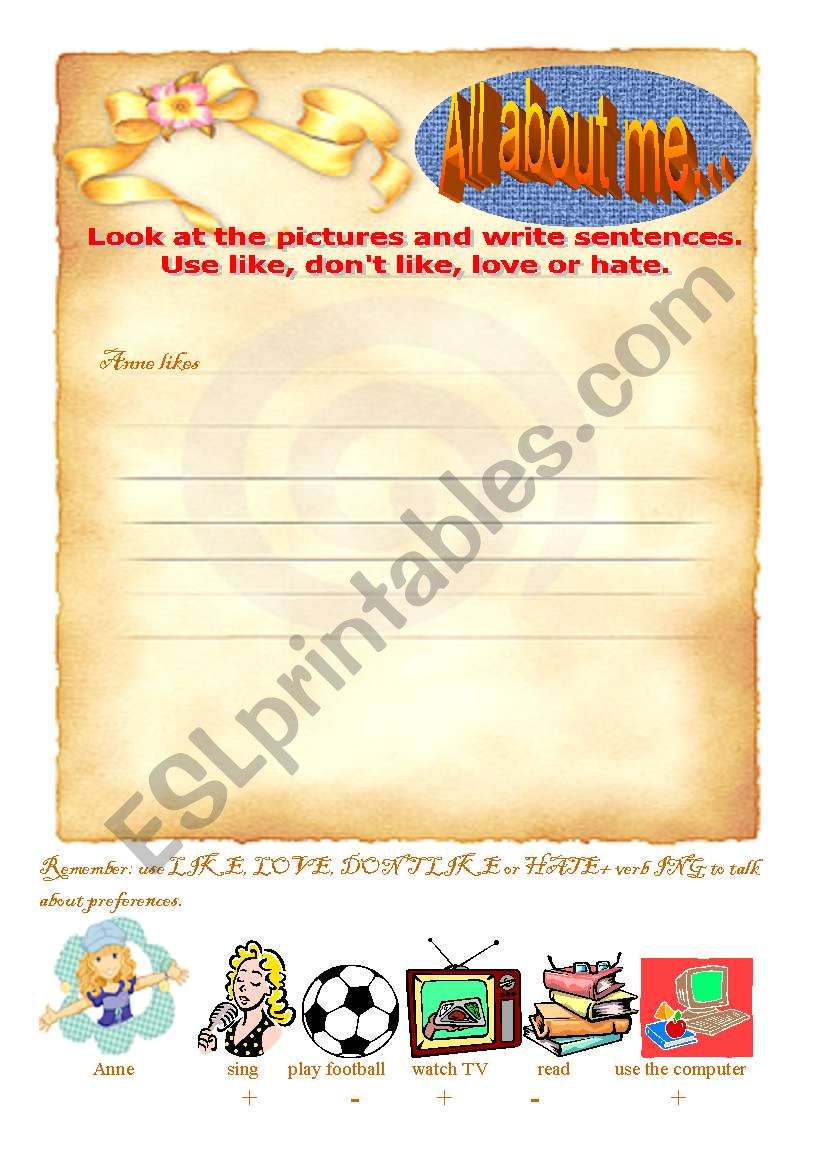 ALL ABOUT ME - 2 worksheet