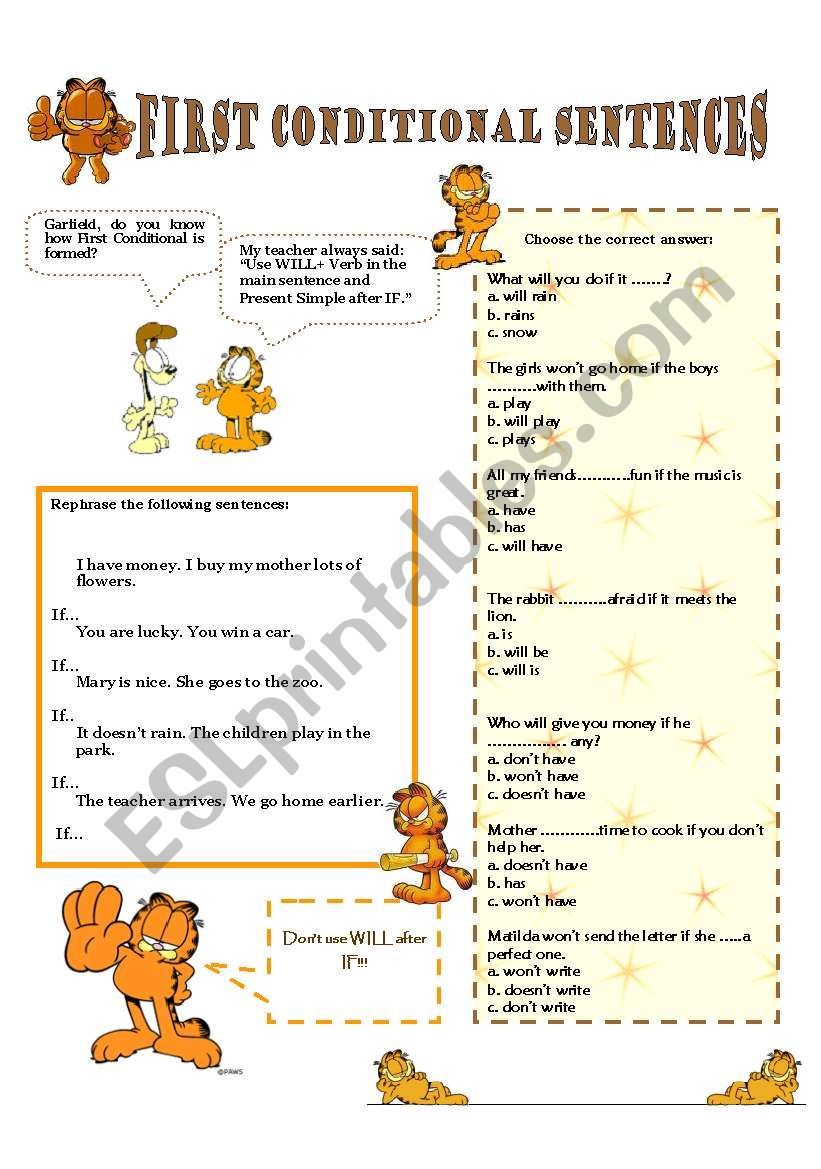 FIRST TYPE CONDITIONAL worksheet