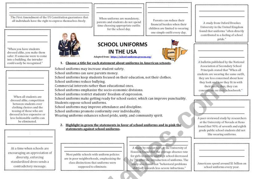 Pros and cons of uniforms in the USA