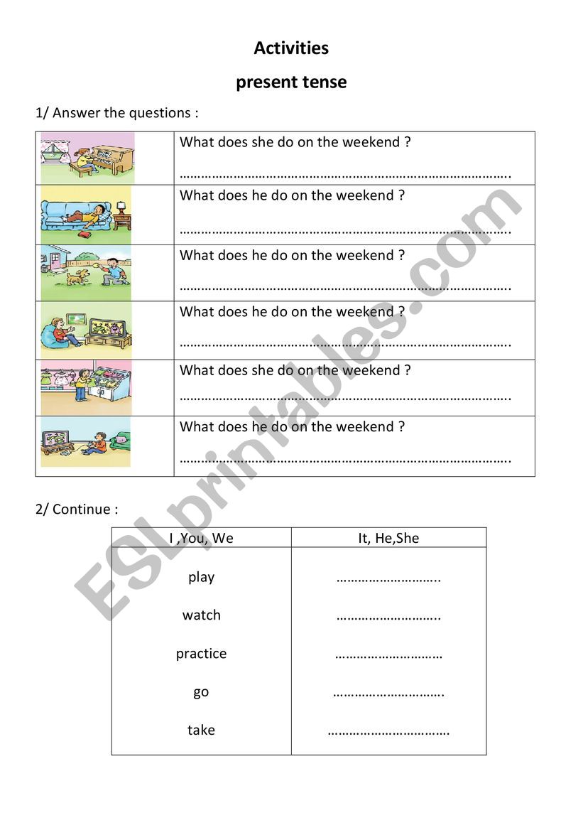 activities  worksheet