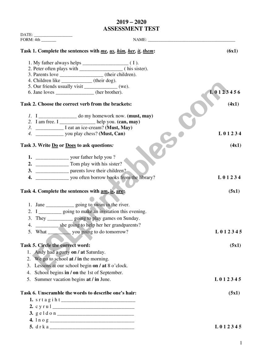 SUMMATIVE EVALUATION worksheet
