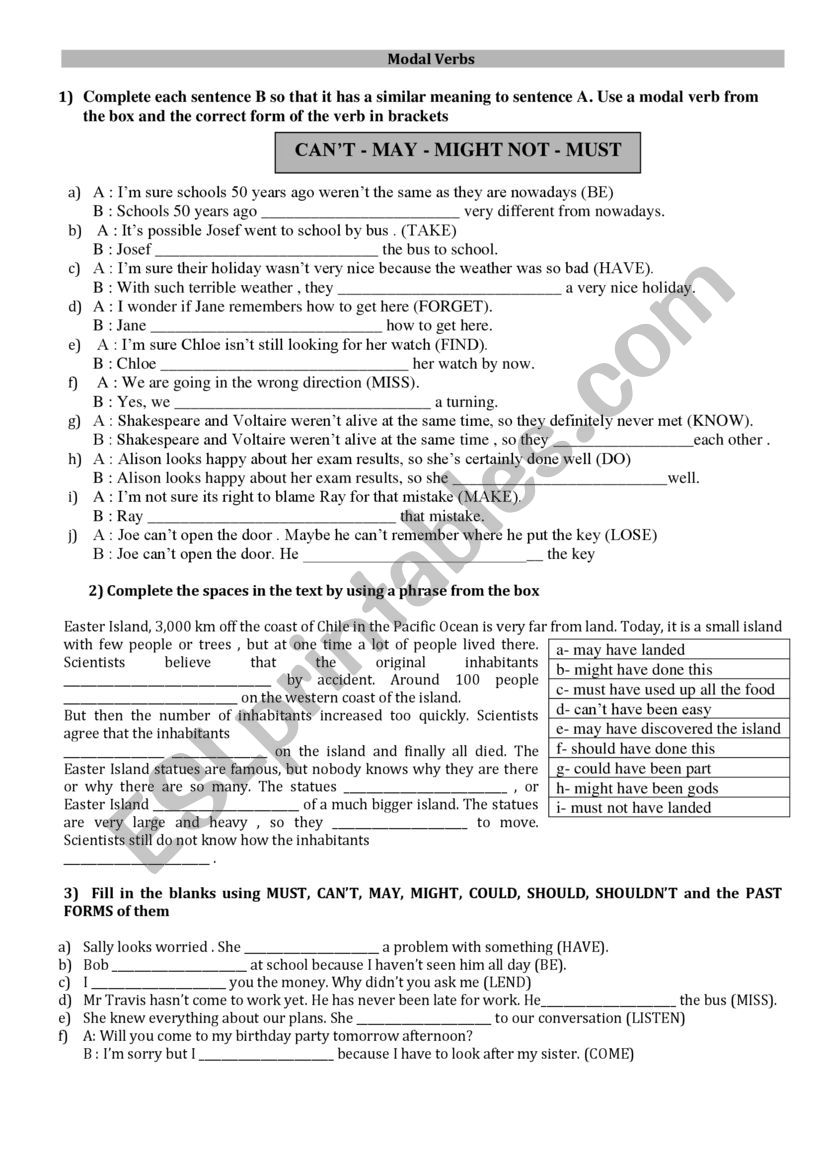 MODAL VERBS worksheet