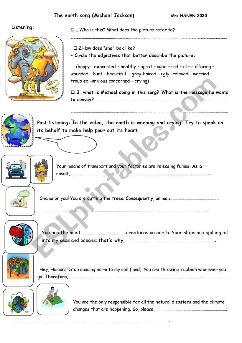 The earth song  worksheet