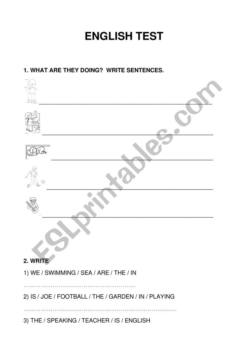 ENGLISH TEST: PRESENT CONTINUOUS