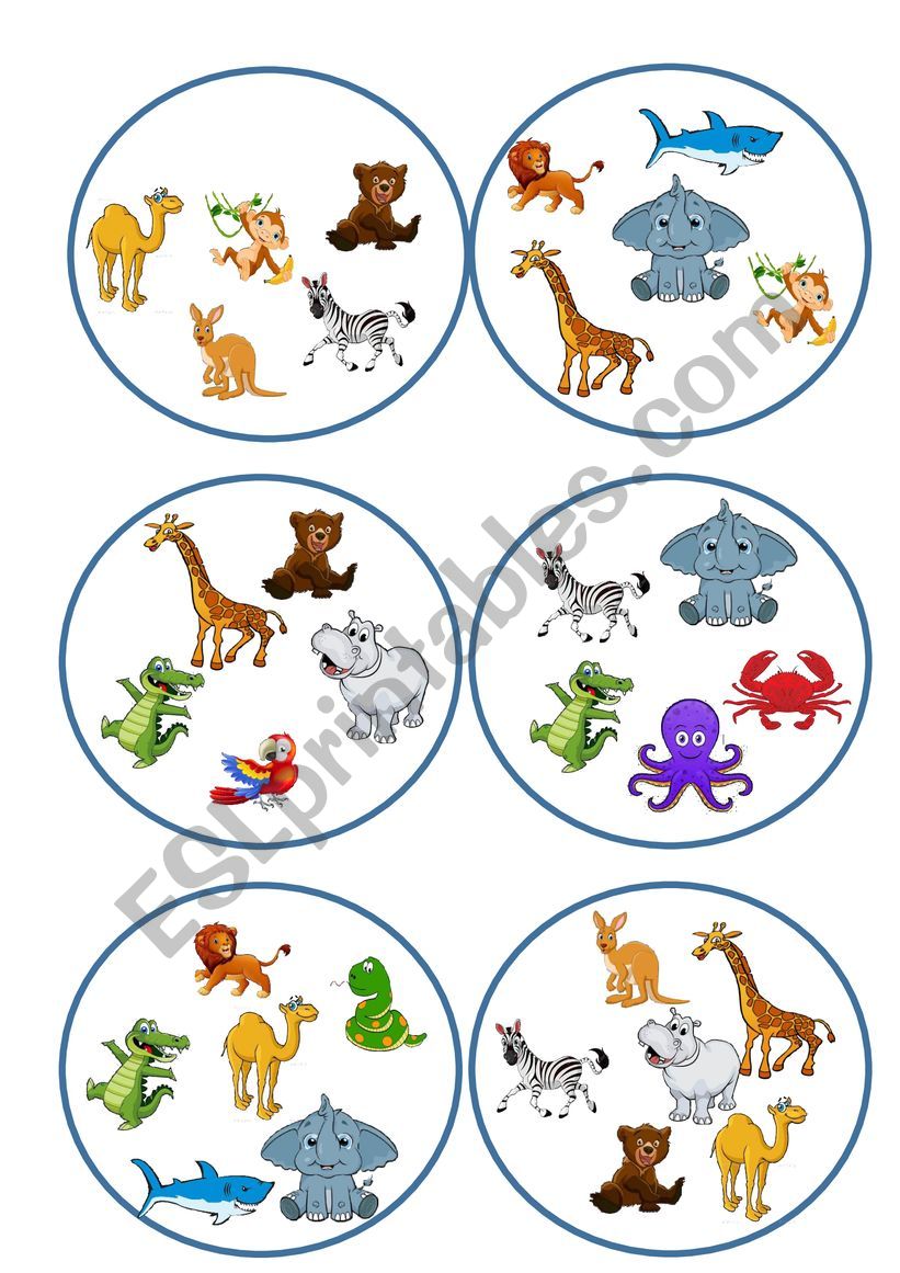 Wild animals dobble kids worksheet