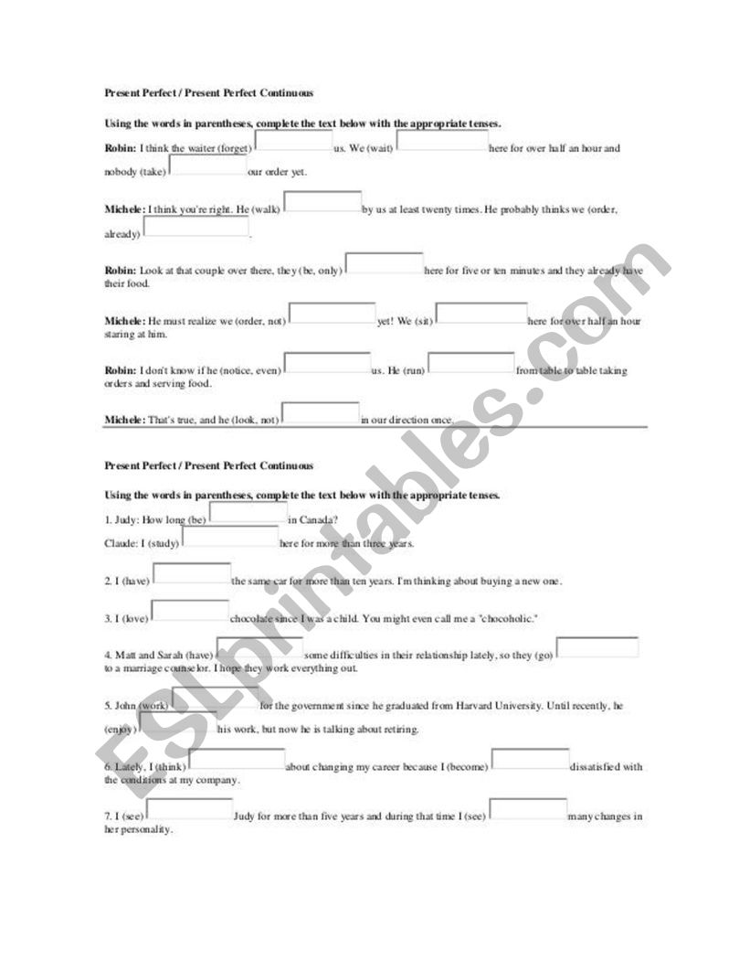 Present perfect/present perfect continuous