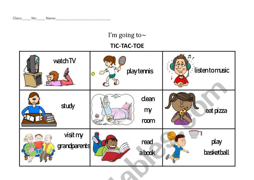 I�m going to (tic-tac-toe) worksheet