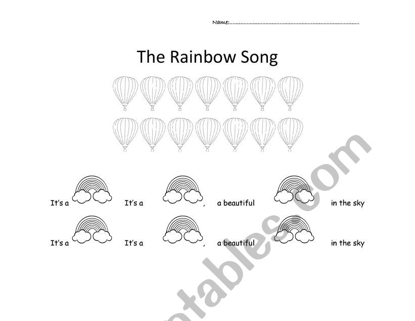 Rainbow song worksheet worksheet