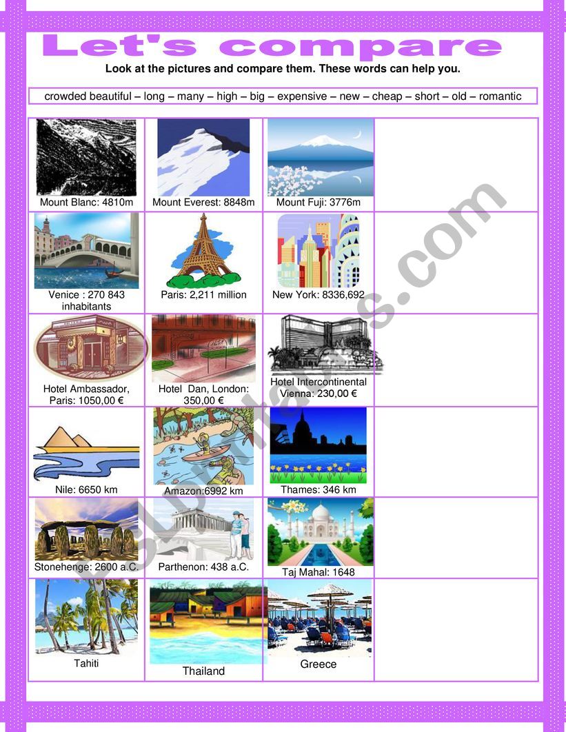 Let�s compare worksheet
