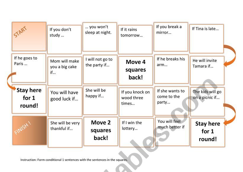 Conditional 1 board game worksheet