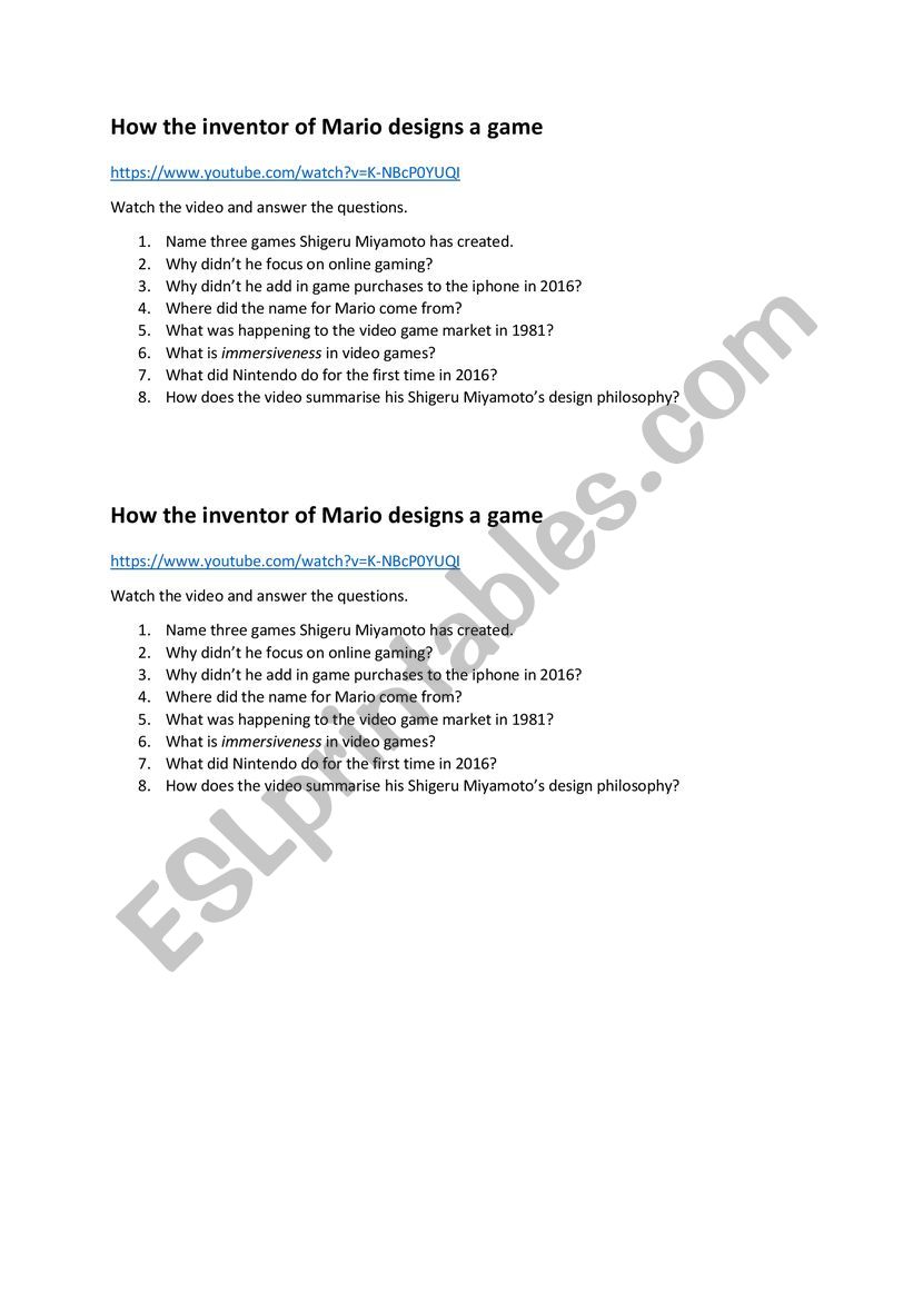 CAE Expert 3A shigeru miyamoto video listening