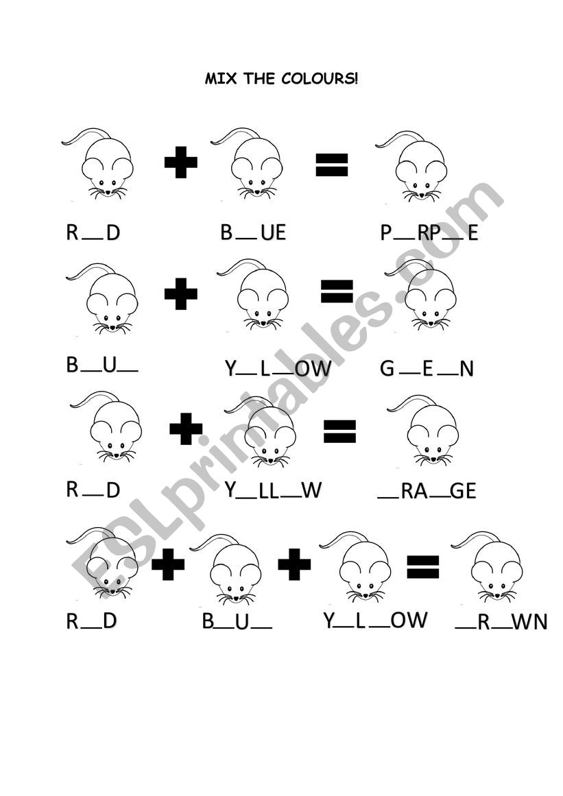 Colours (mixing) worksheet