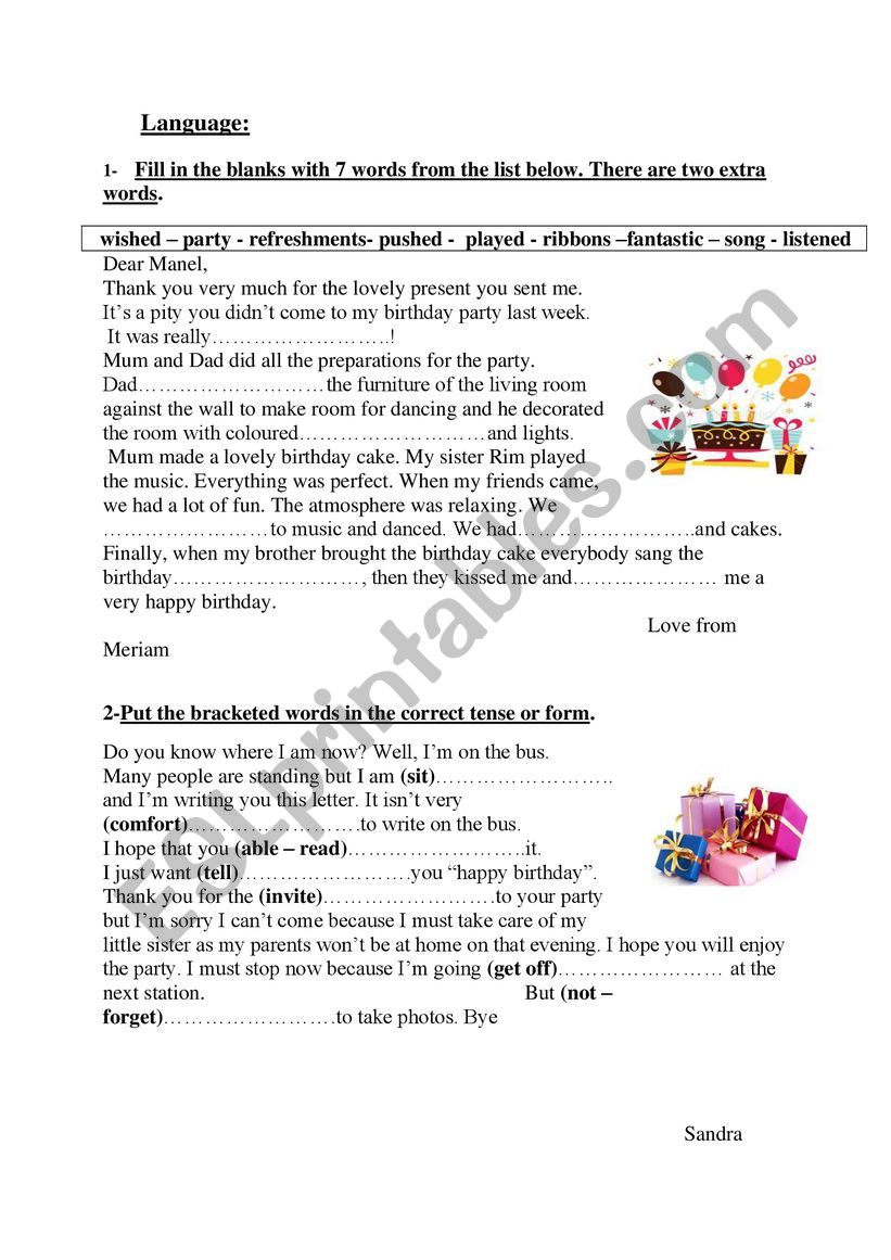 Language tasks 8th formers worksheet