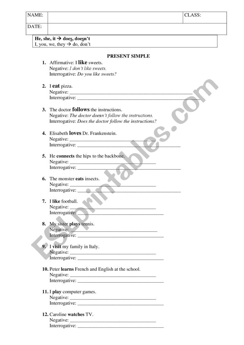 PRESENT SIMPLE_AFFIRMATIVE, NEGATIVE AND INTERROGATIVE