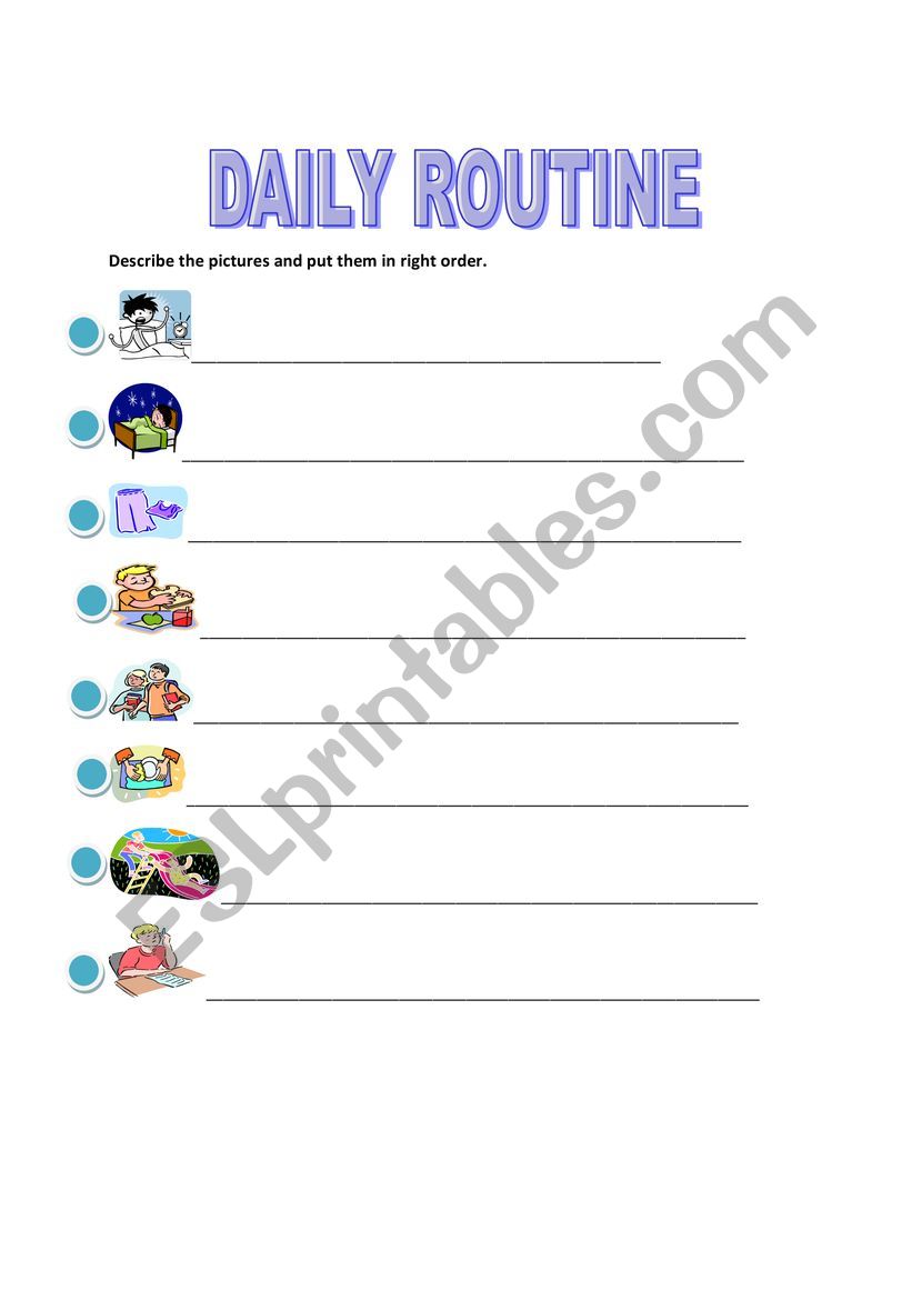 Daily routinw worksheet