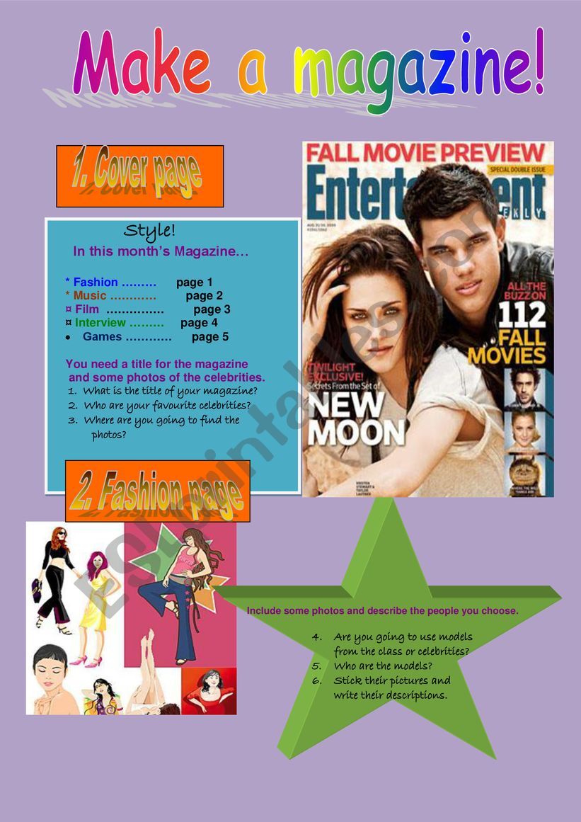 Make a magazine worksheet