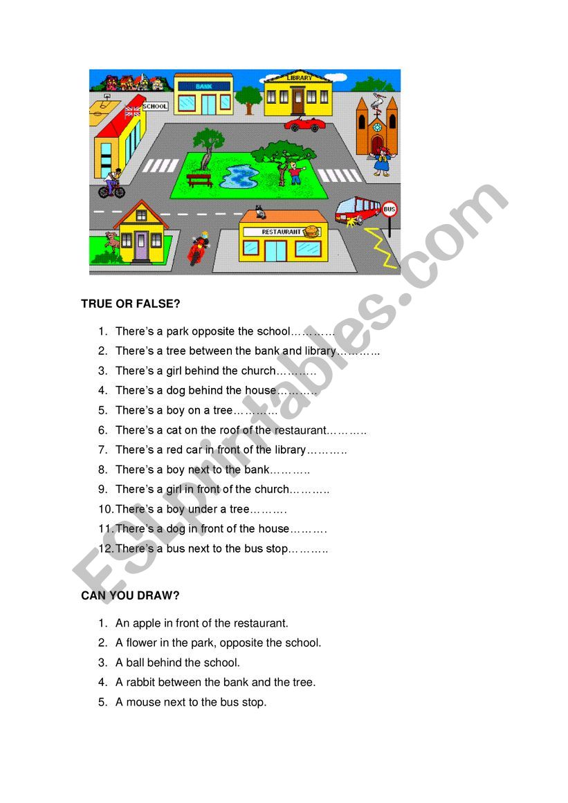 Prepositions of place worksheet