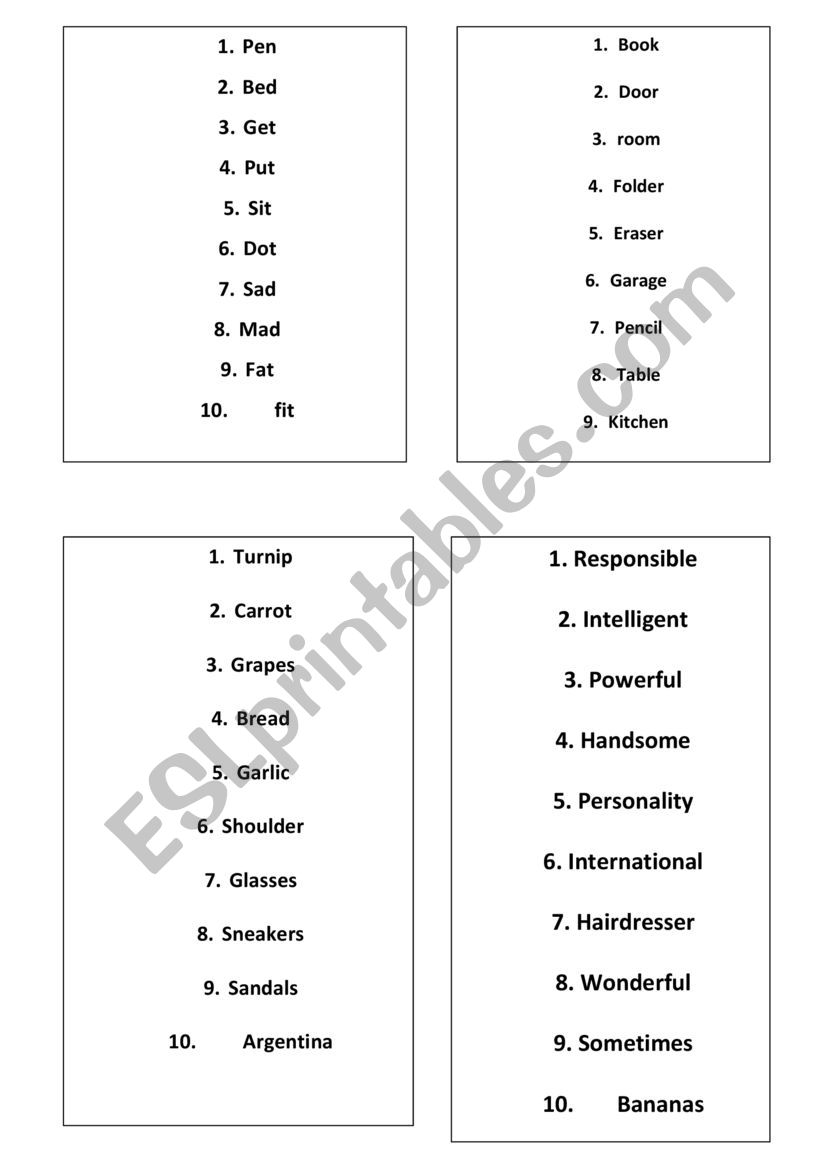 Spelling BEE worksheet