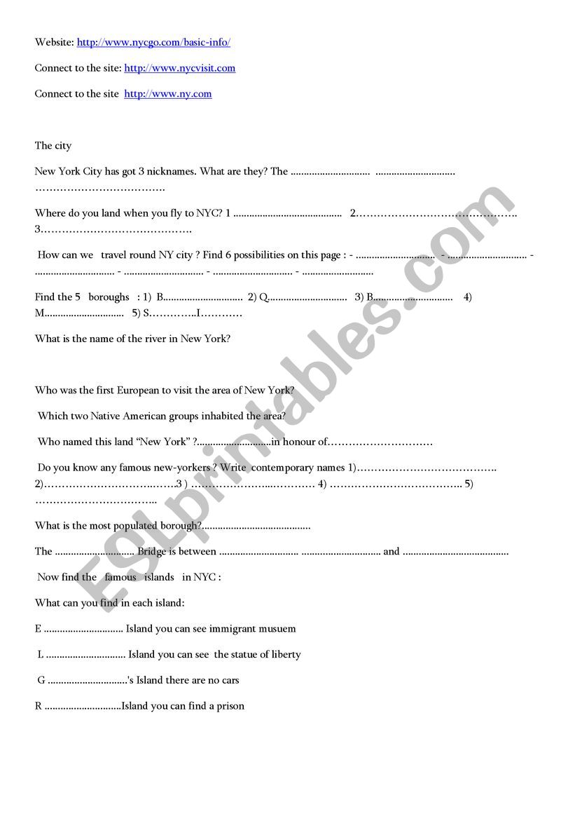 new york worksheet