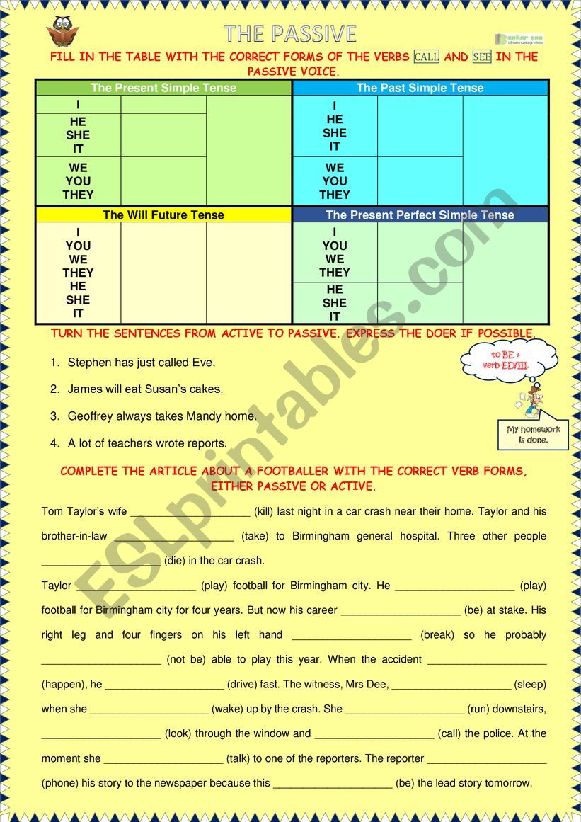 Passive worksheet