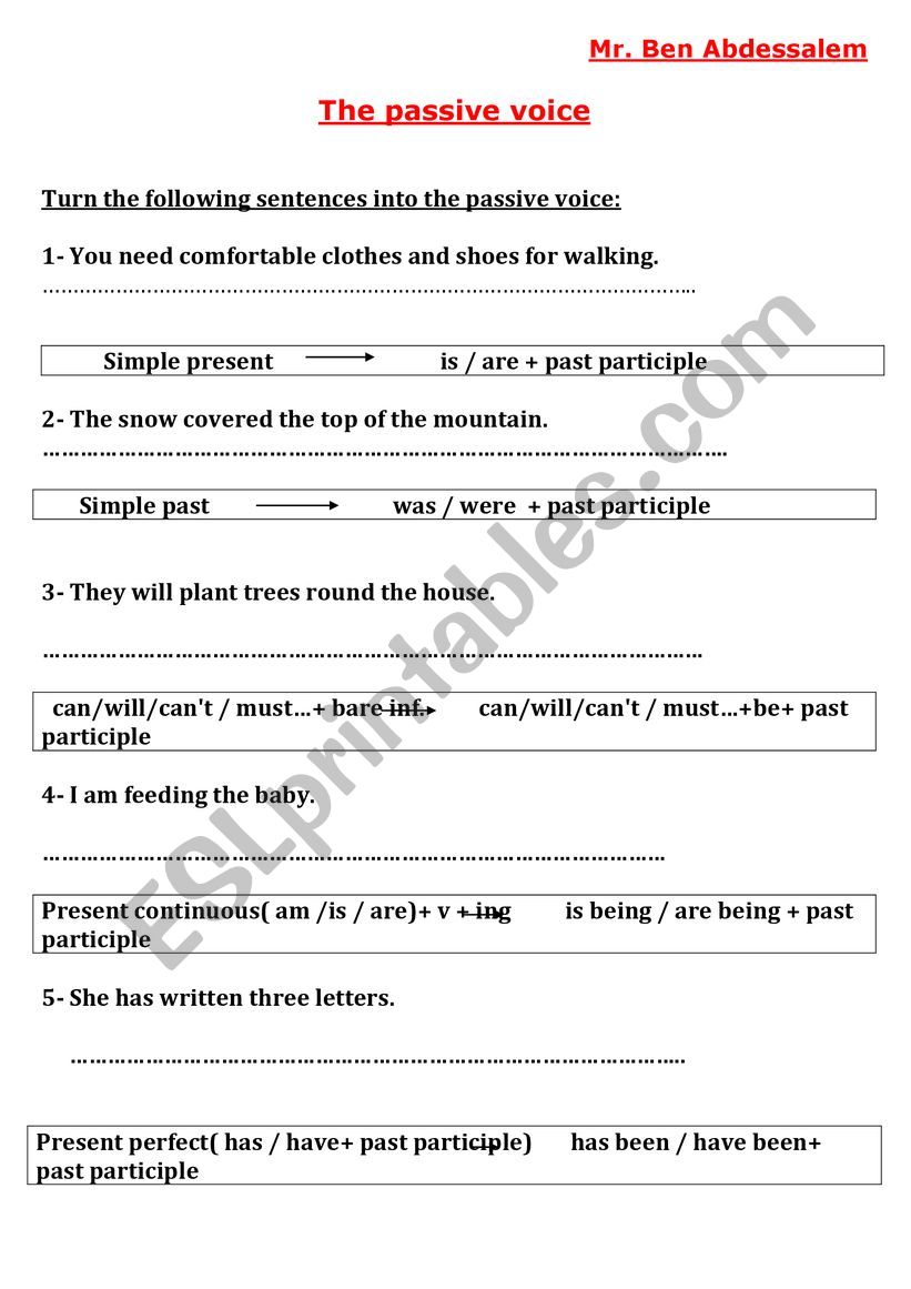 The passive voice - ESL worksheet by abdessalemmohamed Pertaining To Active Passive Voice Worksheet