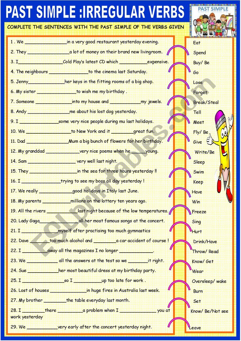 Past simple  irregular verbs with KEY