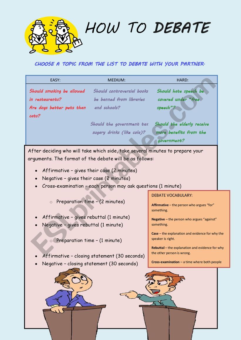 How to debate worksheet