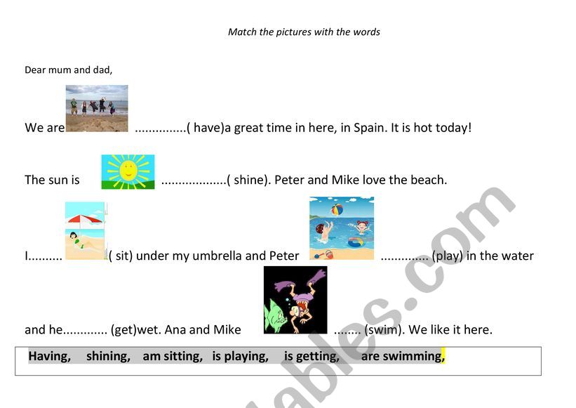 Present continuous practice worksheet