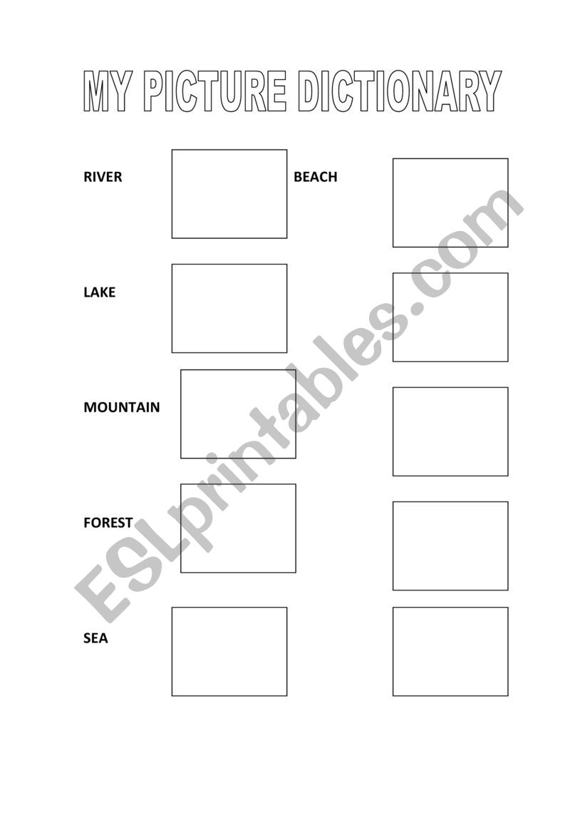 PICTURE DICTIONARY LANDSCAPES worksheet