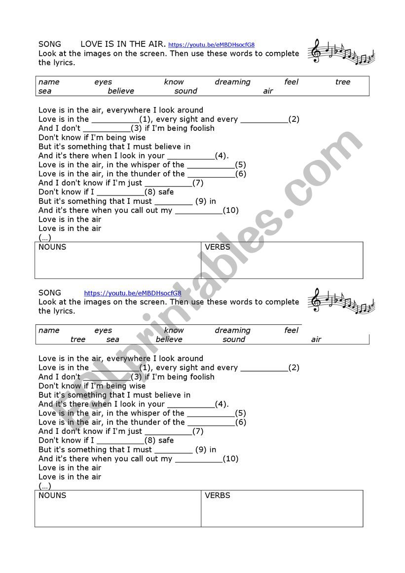 Love is in the air worksheet